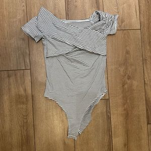 SHEIN Cross Wrap Off The Shoulder Bodysuit